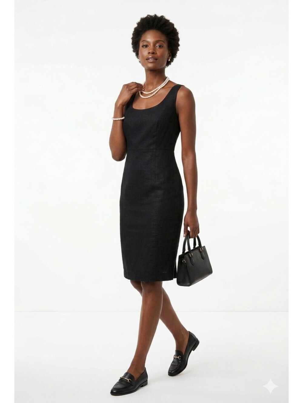 LaVia 18 Womens Sleeveless Wool Classic Black Sheath Shift Dress Slit IT44 US8